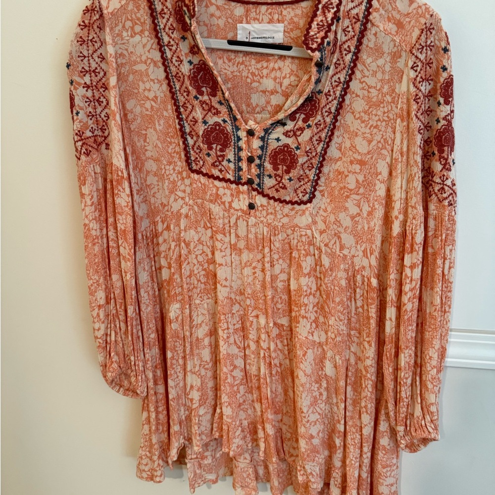 Bohemian Floral Embroidered Top - Orange